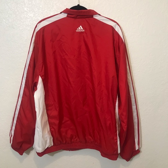 Adidas XL Red Zip Up Red & White Windbreaker - Picture 5 of 8